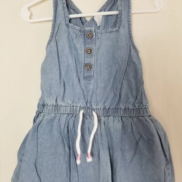 Carter's denim X back dress 3 front buttons little girl size 2T (B19) - Picture 3 of 5